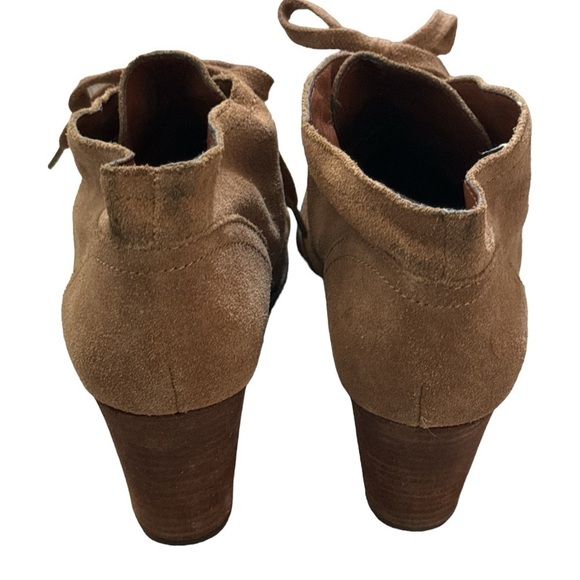Lucky Brand Sway cognac suede lace up wedge heels booties sz 8 1/2 - Picture 4 of 10